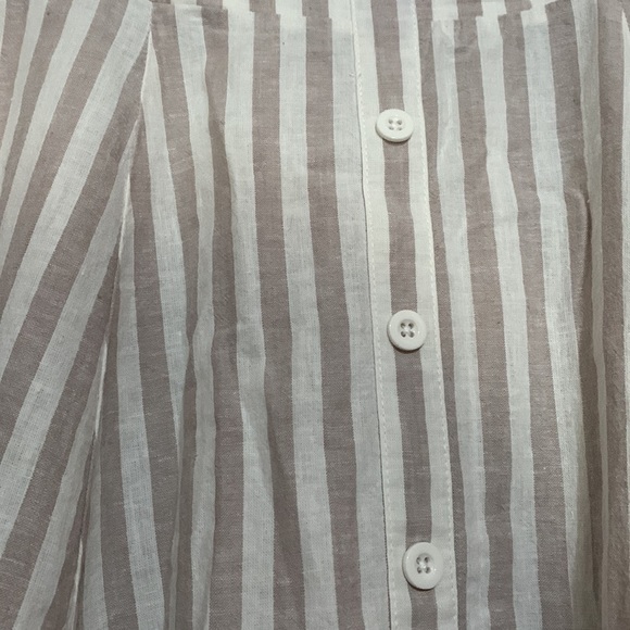 Torrid linen button front a line midi skirt with pockets neutral tan and white - Picture 3 of 8